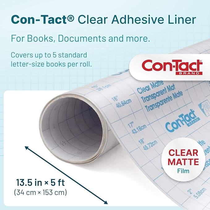 Con-Tact Brand Clear Adhesive Protective Liner to Cover Books and Documents, 13.5-Inches x 5-Feet (Pack of 3)