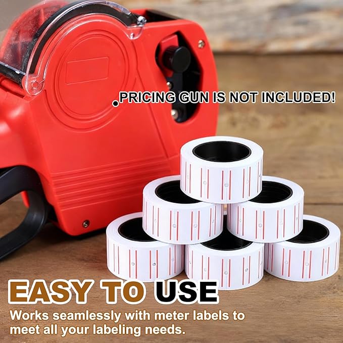 PATIKIL Pricing Labels, 10 Rolls 8000 Price Price Gun Labels Self-Adhesive Rectangular Puzzle Shape Marker Tag Stickers for Date Gun, Rose Red
