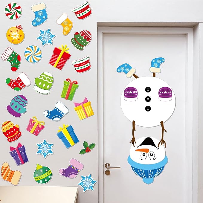 Containlol 68 Pcs Winter Bulletin Board Decorations DIY Snowman Cutouts Christmas Classroom Bulletin Board with Glue Xmas Decor for Classroom School Winter Theme Party Supplies