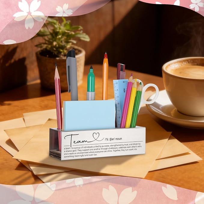 WINOESHE Stainless Steel Pencil Holder with Team & Heart Design, Humorous Definition Desk Organizer for Teacher Team, Appreciation Gift for Teacher Nurse HUE14