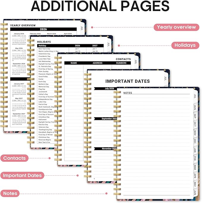 Planner 2026-2027, Academic Year Weekly and Monthly Calender Planner, from Jul 2026 - Jun 2027, Spiral Bound School Planning Book, Perfect for Teacher, Student, Women & Men, A4 (8.5" x 11"), Midnight Jungle