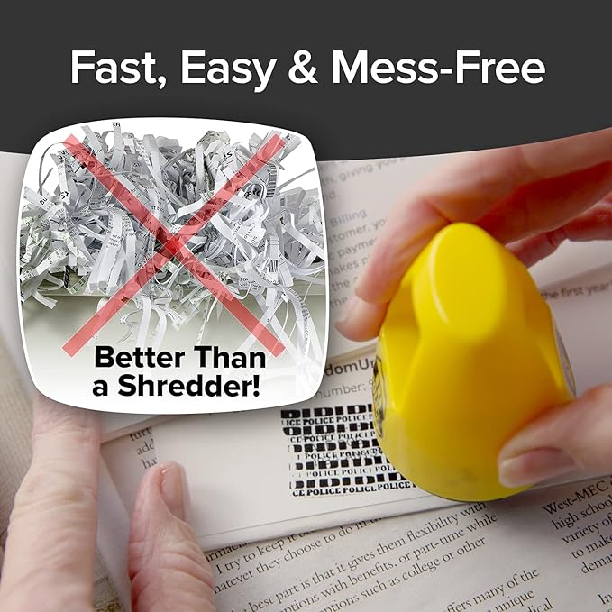 ID Police, AS-SEEN-ON-TV, Identity Theft Protection Stamp Roller, Fast, Easy, Mess-Free, Self-Inking, Just Roll To Hide Personal Info on Statements, Checks & More, Secures Your ID & Helps STOP thieves