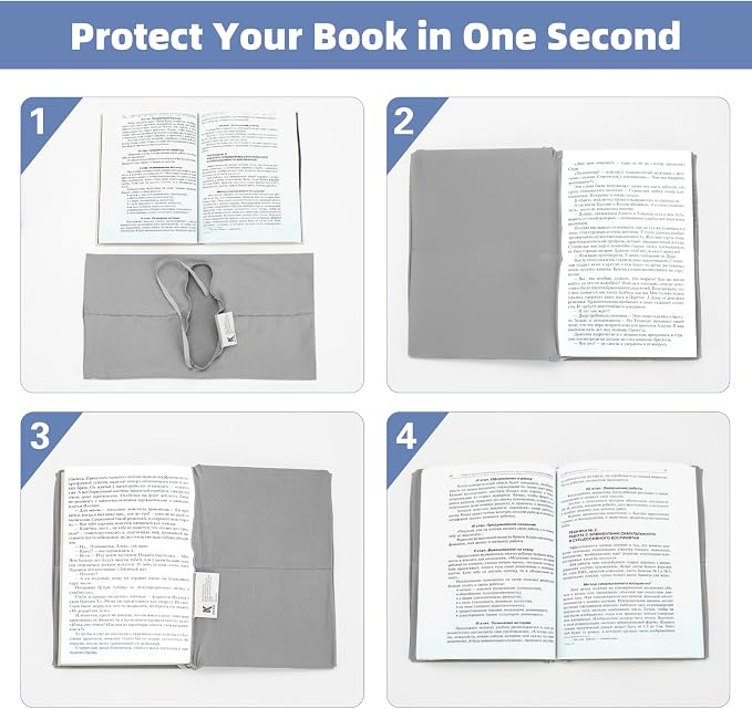 KICNIC Big Gray Fabric Book Cover for Hardcover, 9x11 Inch, 1 Pack, Up to 10”x12.5”, Adjustable School Book Sleeve Protector for Teens, Stretchable Decorative Cloth Book Sox for Book Lovers