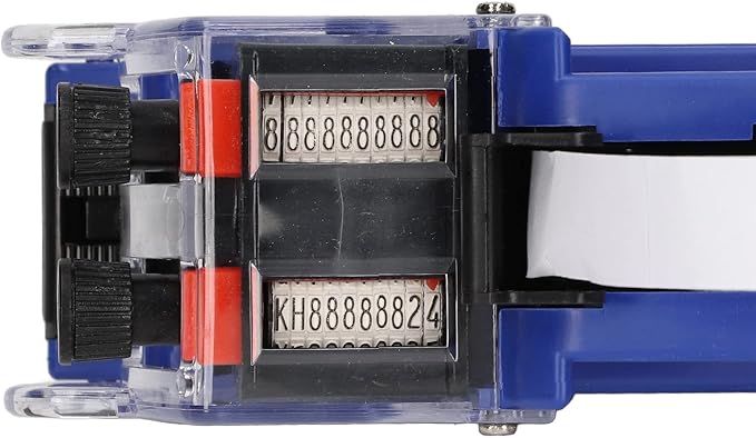 Price Tag Gun, 10 Digits 2 Lines Labeler Marker Attacher Tool for Office Retail Store 2 Row Price Tag Gun Kit with Label Stickers and Ink Rolls (Blue)