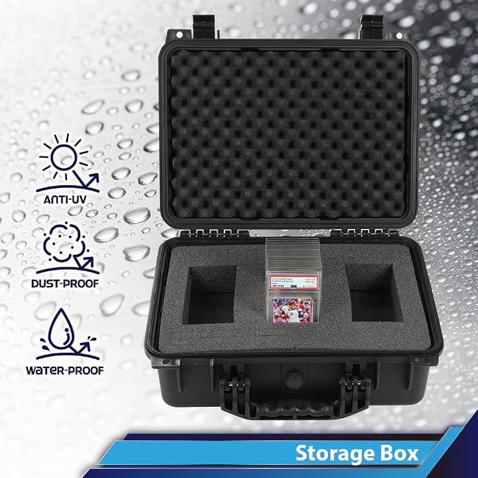 CROSSDESIGN Storage Box for Collectible Cards, Tools, Screws, Craft Supplies DIY Adjustable Organizer Box with Removable Dividers & Protective Foam, Lightweight Stackable Storage Container Black