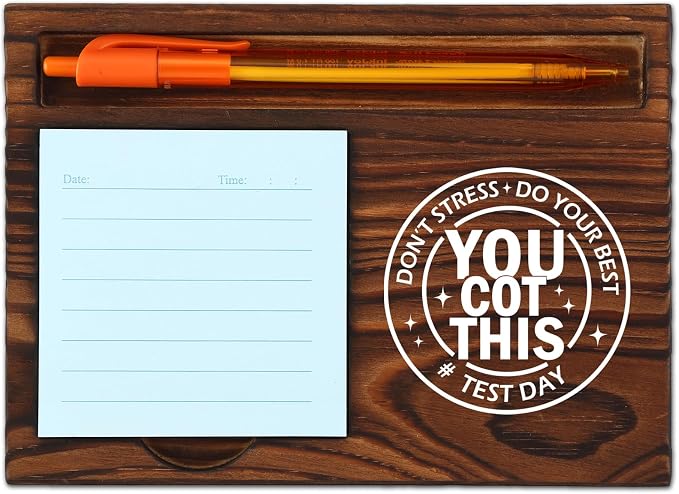 You Got This Test Day Motivation Self-Stick Note Pad Holder Encouragement Gift for Students Teachers Test-Takers Functional and Stylish Desk Organizer, Work Desk Retro Note Pad Holder SDZ354