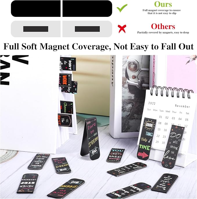 48 Pcs Magnetic Bookmarks, 24 Styles Inspirational Magnet Book Markers Motivational Encouraging Magnetic Page Clip Stocking Stuffers for Women Student School Reading Gifts