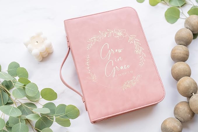 Bible Cover Case for Women - Minimalist Design Debossed Bible Case, Large Bible Covers for Women – Bible Accessories (PinkGold)
