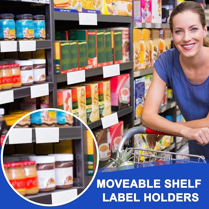 Feifeiya 12 Pcs Acrylic Library Moveable Shelf Label Holders Bulk Talker 4" x 2" Clear Shelf Display Markers Retail Label Tags for Office Home Classroom Office Book Shelve