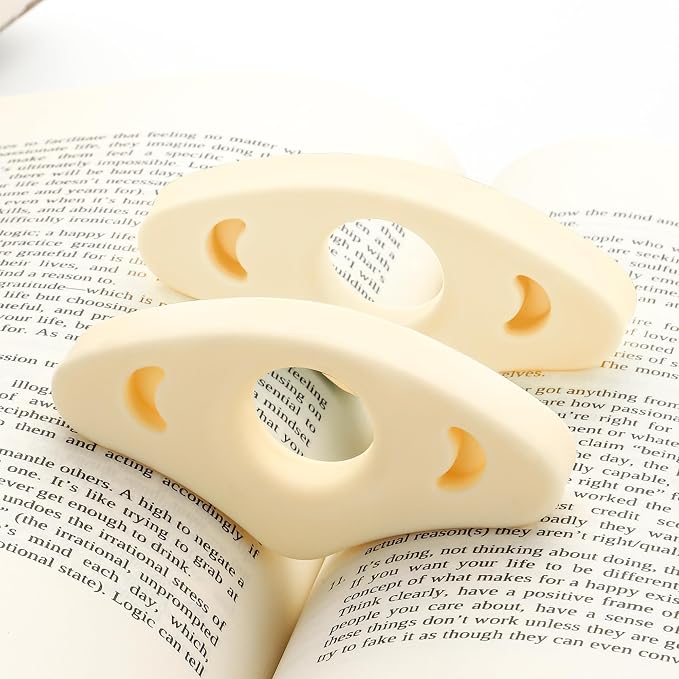 Book Page Holder, Silicone Book Thumb Page Holders for Reading Hands Free, Book Lovers Gifts & Book Accessories, 2 Pack (Medium Size, Off White)
