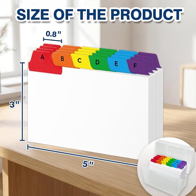 Chell 3x5 Index Card Dividers, Heavyweight A-Z Tabbed Guides, 110 lb. Cover Weight, with Blank Stickers, 1 Set