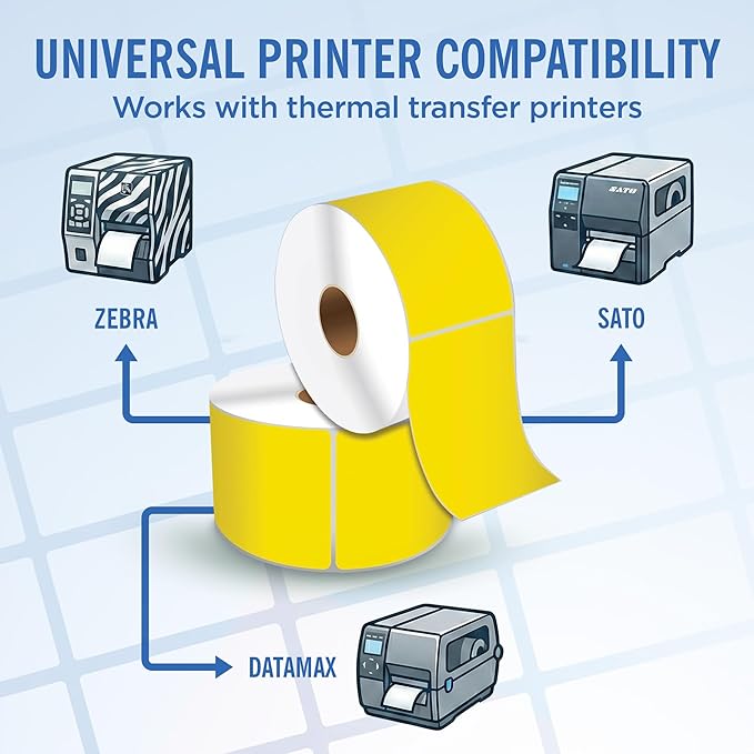 4" X 6" Direct Thermal Shipping Labels | Yellow | 1" Cores w/Perfs Easy Tear | Made in USA | Printing Label | 250 Labels | 250 Labels per Roll | 1 Rolls | Blank Labels