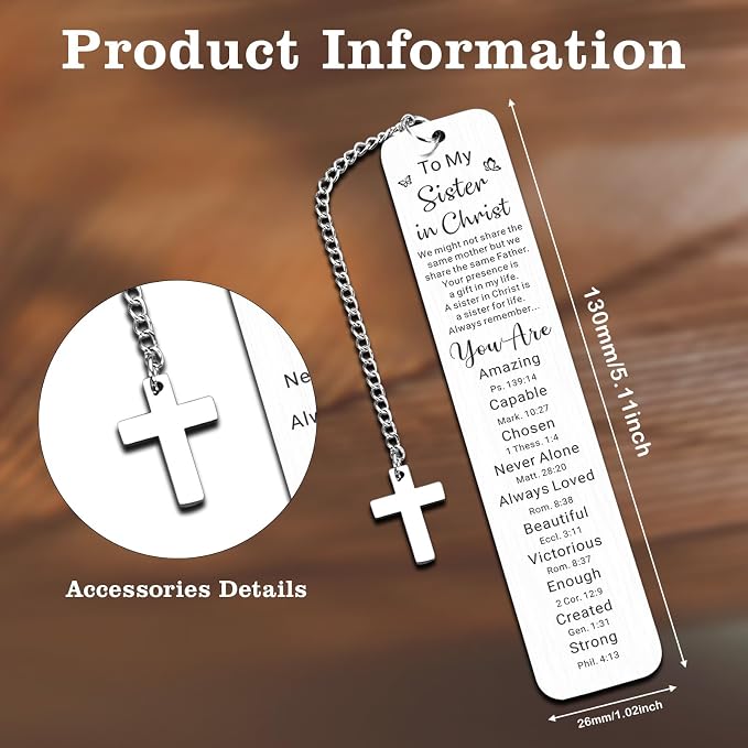 Secret Sister Gifts for Women Christian, Sister in Christ Gifts for Women, Religious Christian Bookmark with Bible Verse, Inspirational Book Marks for Reading, Christmas Birthday Gift for Friend Girls