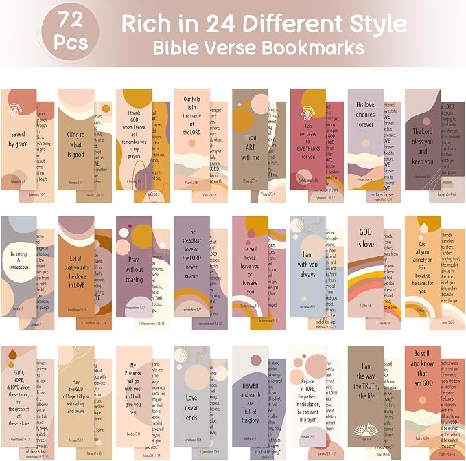 72 Pcs Christian Scripture Bookmarks for Women Back to School Gifts Bulk Christian Bible Verse Bookmarks Inspirational Positive Faith Flower Page Clips Spiritual Gift for Reading Lover(Boho Style)