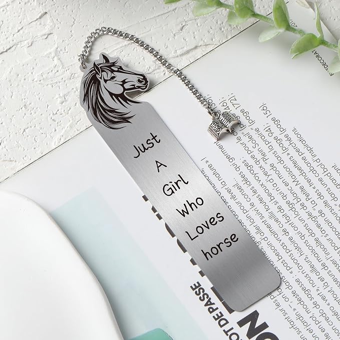 Horse Bookmark Gifts for Women - Funny Just A Girl Who Loves Horse Metal Book Marks Cute Animal Bookmarks Best Stuff Decor Reading Kids Daughter Students Teacher School Birthday Graduation