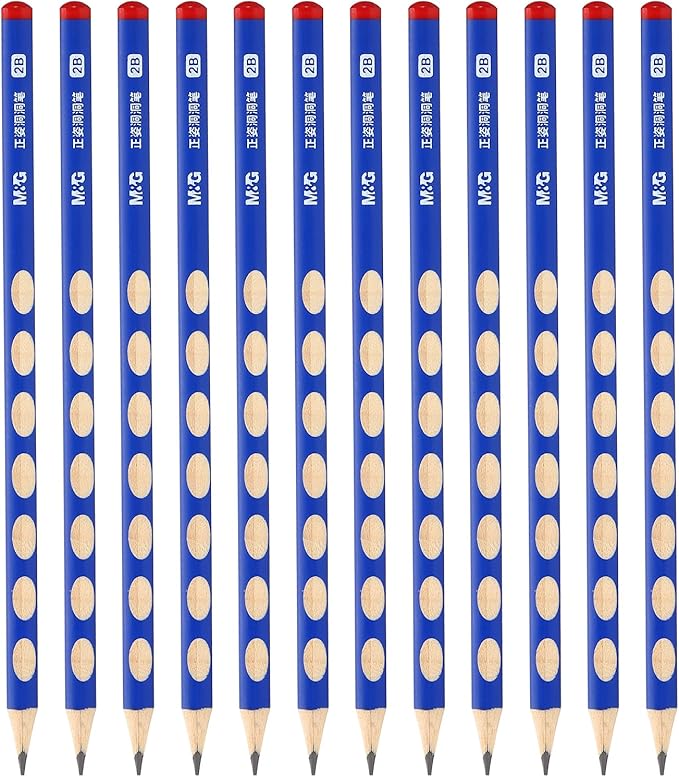 M&G Wooden Triangular Pencils, 12 Pcs 2B Pencils Graphite Round Pencils for Classroom Teacher Office Supplies, Blue