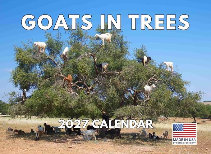 Goats In Trees Calendar 2027 Goat Monthly Wall Calender 12 Month