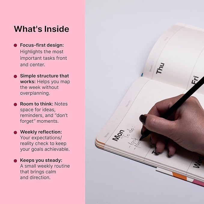 Headway 2026 Planner, 3-Month Leather Soft Cover Calendar Planner for Women, 8.2" x 6.5", Agenda & To-Do List Book with Bookmark, Undated Daily & Weekly Pages, Organizer for School Home Office, Pink