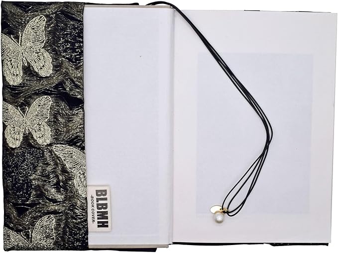 BLBMH 5.5x8.5 Fabric Bible Cover Non-Stretch | Built-in Bookmark | Handmade Washable Book Sleeve for Paperback Journal Privacy Reading Gift for Women - Butterfly B