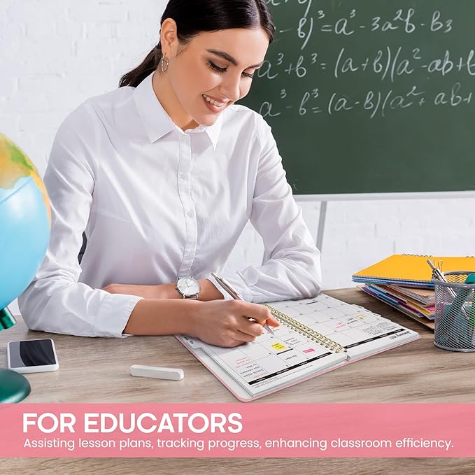 Academic Planner 2026-2027, Weekly and Monthly Calendar Planner Book, July 2026 – June 2027, Hardcover Organizer with Tabs, Perfect for Teachers, Students, Women & Men, A5 (6.4" x 8.5") - Pink