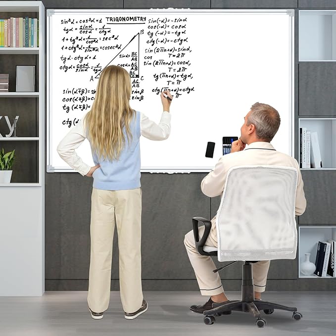 Magnetic Dry Erase Board 60x40 Inches, Foldable Whiteboard with Silver Frame for Classroom, Office and Home - 5x3.5 Ft, Non-Glare Surface, Full Magnetic Accessory Kit Included