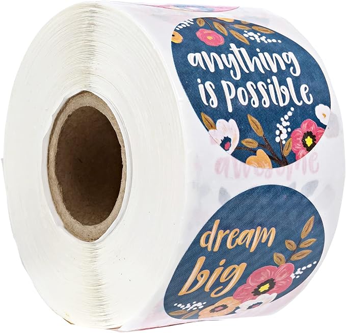 Painted Blossoms Encouragement Labels / 500 Modern Small Business Stickers / 1.5" Classroom Rewards / 8 Floral Motivational Designs