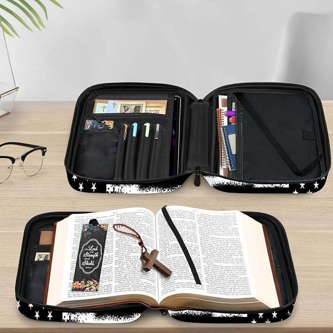 American Flag Jesus Cross Religious Bible Cover Case Carrying Book Protector Case Bible Study Supplies Accessories Holder Case Christian Gift for Women Men