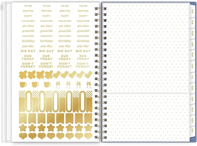 Blue Sky Day Designer 2027 Weekly and Monthly Planner Calendar, January 2027 - December 2027, 5" x 8", Flexible Cover With Zip Pouch, Durable Twin Wire Binding, Includes Stickers, Serenity Tile Blue