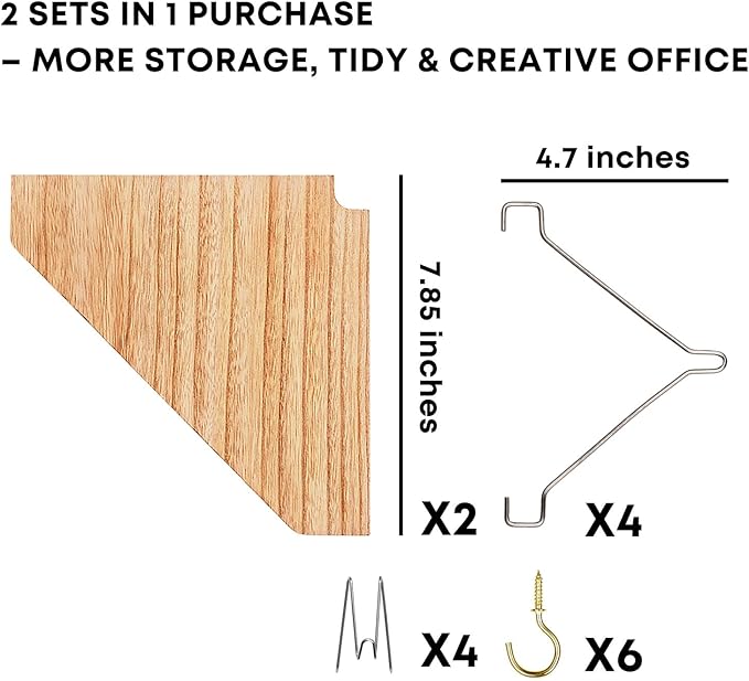 Fabric Wall Cubicle Corner Shelf with Hooks for Work Decor, Wooden Cubicle Organizer Storage Shelf with Hangers Cubicle Accessories for Women Men Desk, 2 Pack