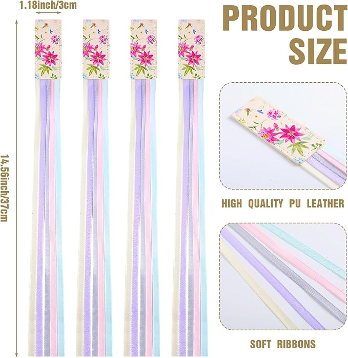 10 Pieces Bible Ribbon Bookmark Bulk Multi Ribbon Page Markers Christian Artificial Leather Book Markers with 5 Colorful Ribbons Easter Basket Filler Gift for Book Study Lovers Gift