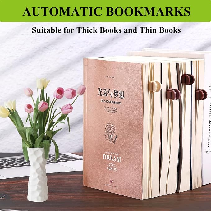 3Pcs Automatic Bookmark Book Marks for Reading Women, Kids & Men, Unique & Cute Silicone Bookmarks with Page Holder