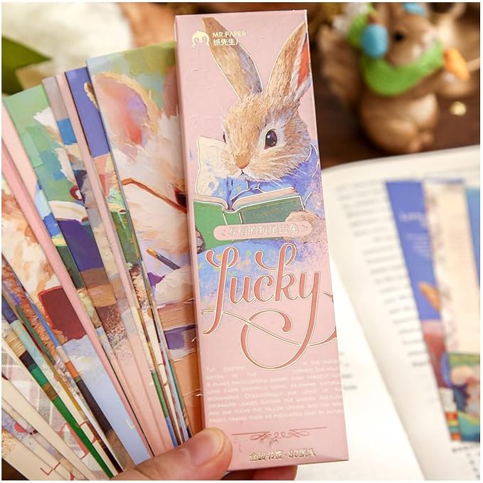 Cute Funny Animal Theme Colorful Bookmarks, 30 PCS (Rabbit Story)