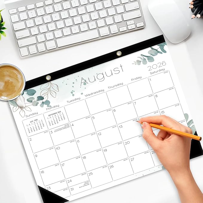 Ymumuda Desk Calendar 2026-2027 Wall Calendar 2 in 1, Monthly Desk Calendar 2026 from JAN.2026 to JUN.2027, 18-Month, Large 12"×17", Waterproof Cover, Hanging Rope, Home/office/School Planners