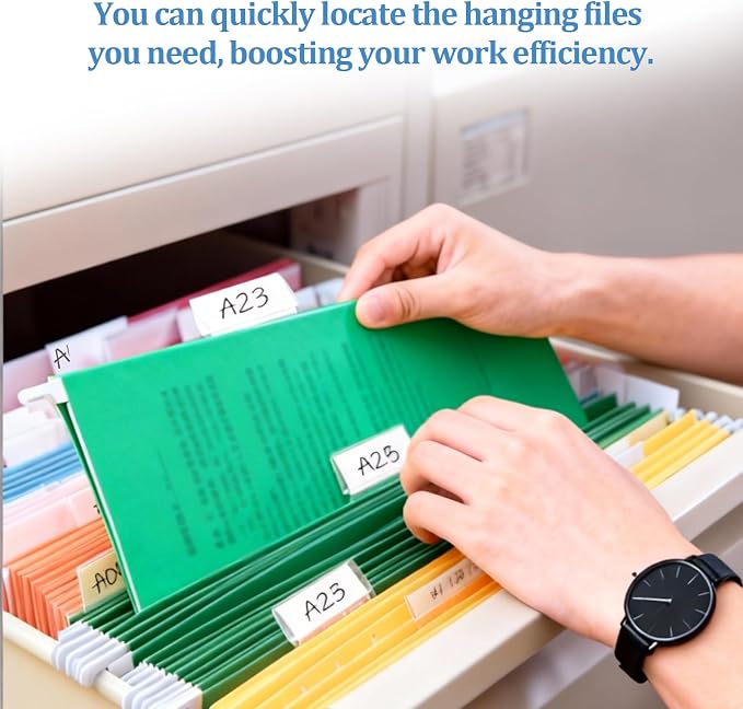 Hanging File Folder Tabs,50 Sets Hanging File Folder Labels Tabs and Inserts for Hanging Files Folders, Insertable Plastic Tabs Hanging Folder Tabs