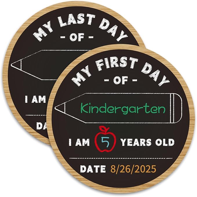 First & Last Day of School Chalkboard - 9.8" Double Sided Back to School Board Sign for Kids Girls Boys - 1st Day of Preschool Pre-K Kindergarten 1st Grade Photo Props Gifts for Duaghter Son