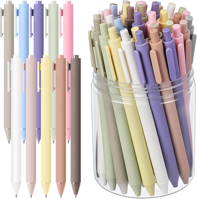 Crtiin 30 Pcs Gel Pens Bulk, 0.5mm Fine Point Black Ink Pens, Retractable Smooth Writing Quick Dry, Colored Aesthetic for School Office Journaling Teacher Appreciation Mother Day (Pastel Colors)