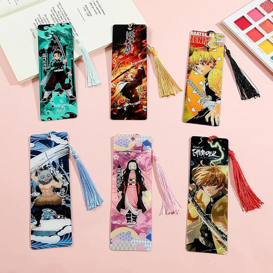 Anime Demon Kamado Acrylic Bookmark - Anime Tanjiron Zenitsu Giyuu Kyoujurou Figure Page Mark Reading Tool, Holiday Gifts for Reading Fans Book Lovers Bookworm (6pcs Style A)