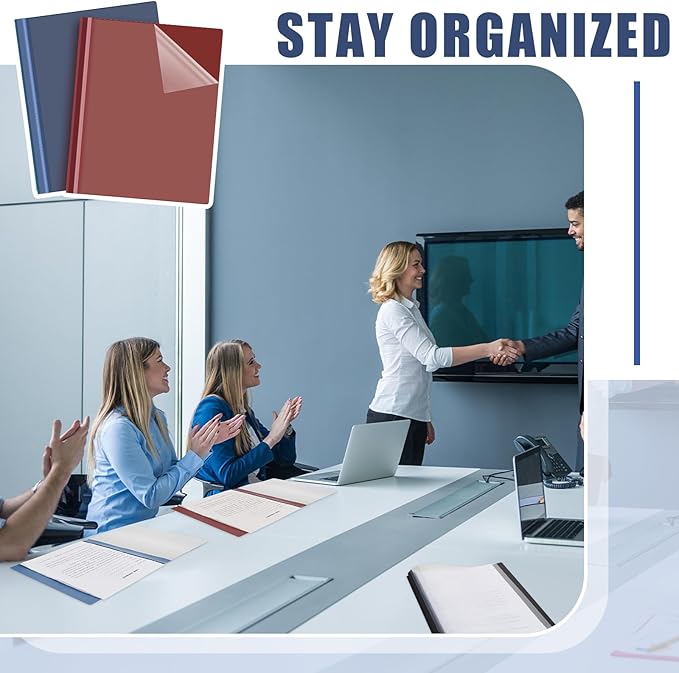 Teling 24 Pcs Clear Front Report Covers with 3 Prongs Presentation Folders Plastic Resume Portfolio Report Letter Size Presentation Binder for Paper Document School Office(Black,Navy Blue,Dark Red)