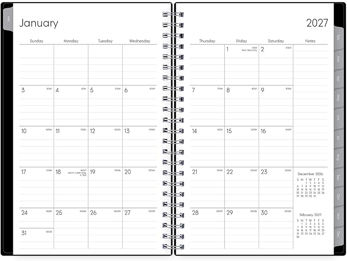Blue Sky 2027 Weekly and Monthly Planner Calendar, Includes January 2027 - December 2027, 5" x 8", Flexible Cover, Wirebound, Laminated Tabs, Enterprise