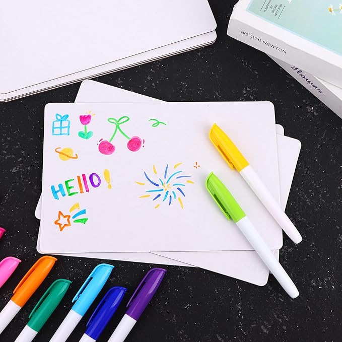 Set of 50 Small White Board Dry Erase Boards Classroom Pack Mini White Boards 9" x6” Double Sided Personal Whiteboards for Students Teachers School Office Supplies Lapboards