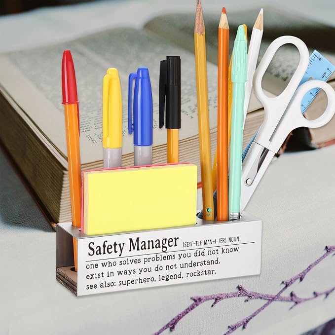 Safety Manager Appreciation Gift, Office Desk Decor for Safety Professionals, Workplace Supervisors, Risk Assessment Experts Career Recognition Gift, Funny Office Pencil Holder for Desk SD271
