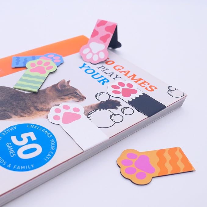 6PCS Cat Paw Bookmarkers, Cute & Funny Bookmarks Gifts for Book Lovers Reading Women Girls Kids Students Teachers, Upgraded Paper & PP Dual-layer Cool Magnetic Bookmark for Home School Office Supplies
