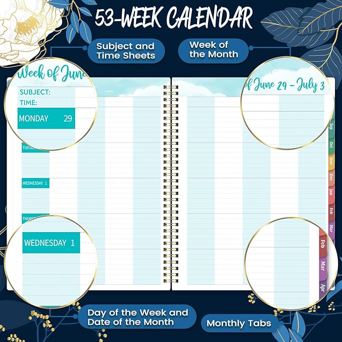 Teacher Planner 2026-2027 - Teacher Planner 2026-2027 Academic Year, Weekly & Monthly Lesson Planner, JULY 2026 - JUNE 2027, 8.5'' x 11'', Colorful Monthly Tabs, Twin-Wire Binding, Holidays, Pocket