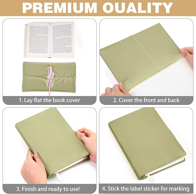 Gilprop 6 Pack Stretchable Book Covers 6-9 Inch Colored Fabric Reusable Book Protector Sleeve for Hardcovers Textbook Protection Supplies(Mixed Colors)