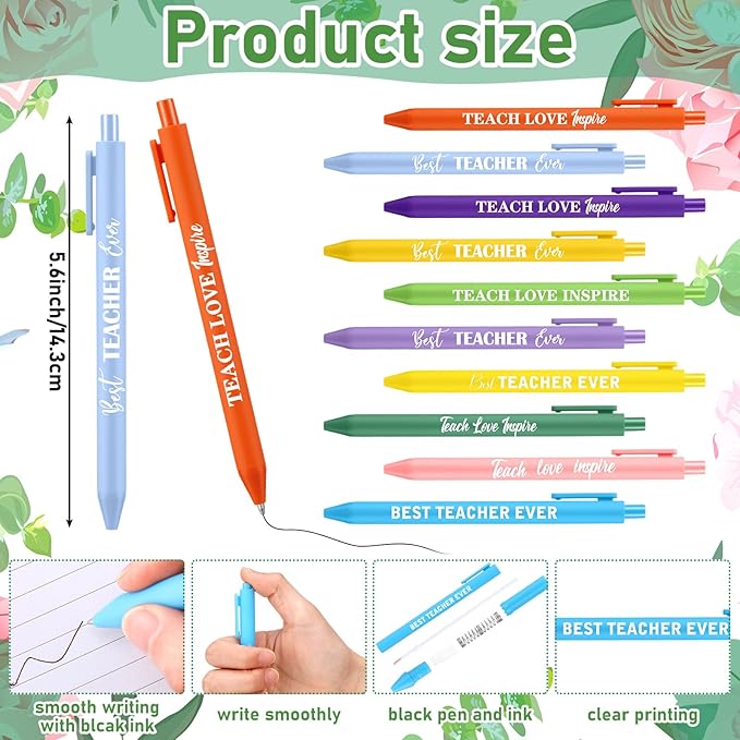 Fuyoooo 50 Set Teacher Appreciation Pens Bulk Thank You Gift Thank You for Helping Me Grow Inspirational Ballpoint Pens with Cards for School Office Supplies(Butterfly)
