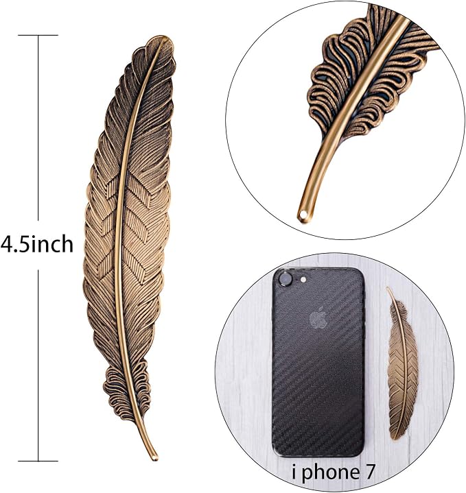 Tatuo 27 Pcs Metal Feather Bookmark Vintage Feather Shape Bookmark Colorful Feathers Metal Book Marker for Readers Book Lovers(Classic Styles)