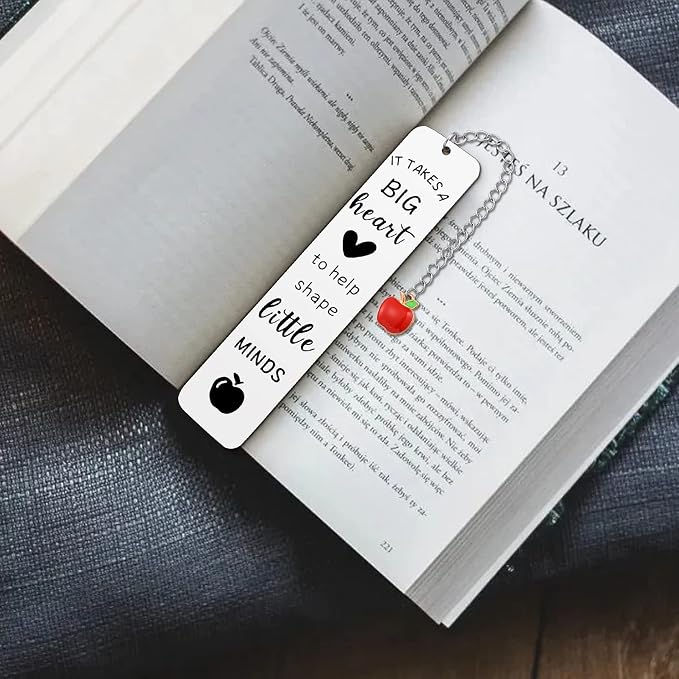 Teacher Gifts for Women Men, 2026 Teacher Graduation Thank You Gifts - It Takes A Big Heart to Help Shape Little Minds Metal Bookmark Birthday Christmas Retirement Teacher Gifts from Students
