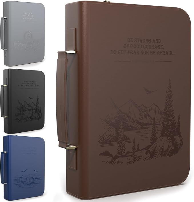 DEHITE Bible Cover Case for Men and Women – Leather Bible Carrying Bag – Pen Slots – Zippered Pocket – Premium Faux Leather