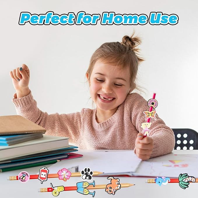 Goldge 200PCS Pencil Toppers, Colorful Pencil Charms Bulk for Classroom Rewards, School Supplies Decorations, Student Incentives Classroom Prizes