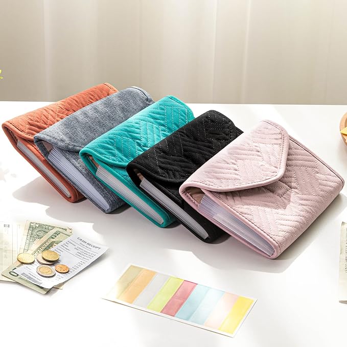 Fabric Receipt Organizer 7X5 - Receipt Holder 12 Pockets - Money Organizer - Elegant Receipt Holder - Coupon Holder - Cash Organizer - Envelope Organizer - Small Accordion File Organizer